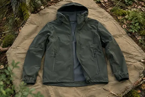 Veste softshell pour homme avec capuche réglable, doublure en polaire et poches zippées