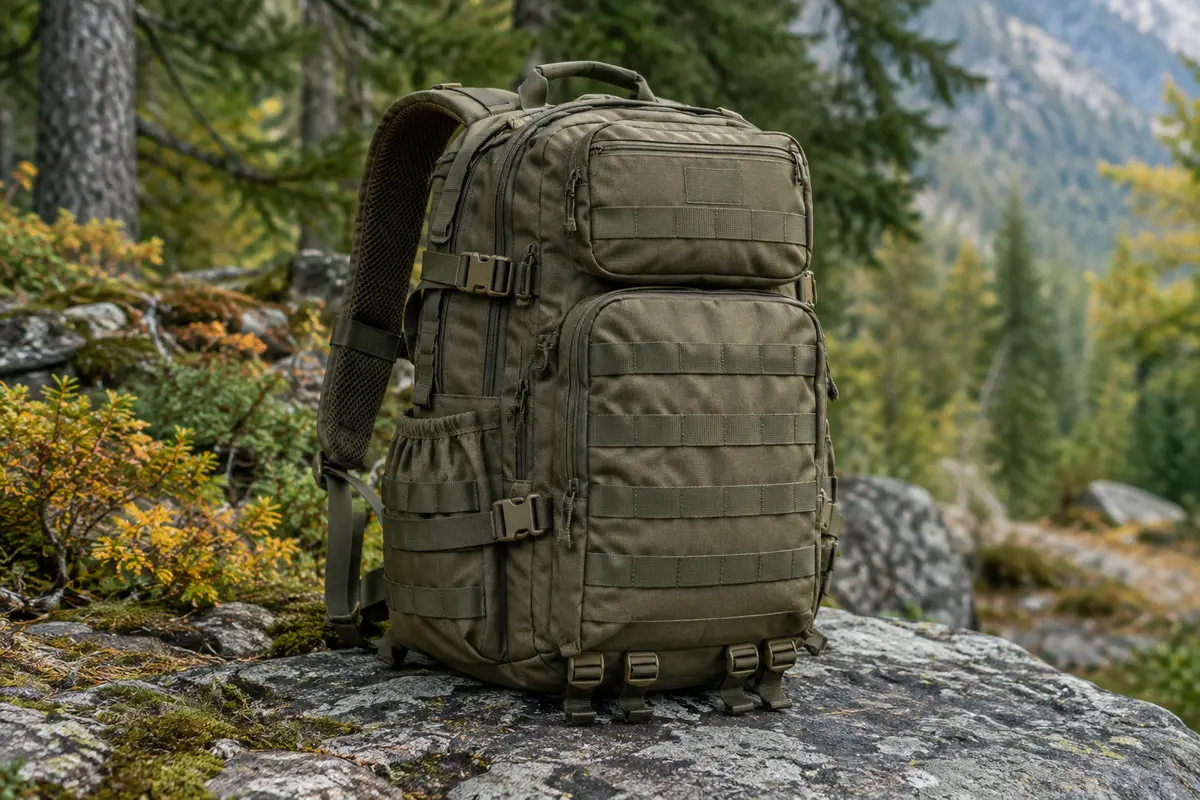 Sac à dos Mardingtop kaki de 28 litres avec sangles MOLLE, poches zippées et attaches sous le fond